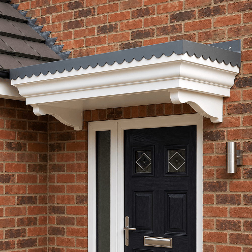 Ripley Scalloped Lead Effect Flat Over Door Canopy includes 2x Brackets Image
